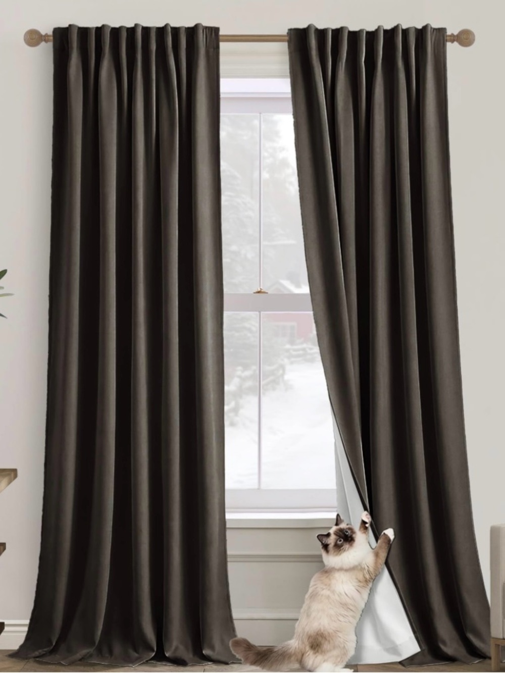 Martha Stewart Chocolate Brown Blackout Curtain Panels-  Backtab-7 Panels-84”